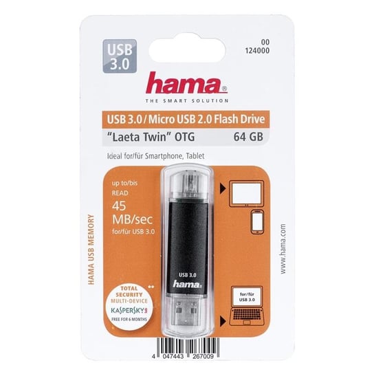 Pendrive HAMA Laeta Twin, 64 GB, USB 3.0/microUSB Hama