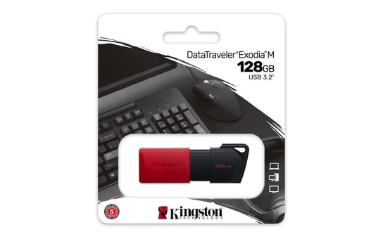 Pendrive, KINGSTON, DataTraveler Exodia M 128GB, USB3.2 Gen1 (Black + Red) Kingston