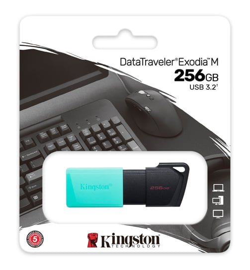 Pendrive, KINGSTON, DataTraveler Exodia M 256GB, USB3.2 Gen1(Black + Teal) Kingston