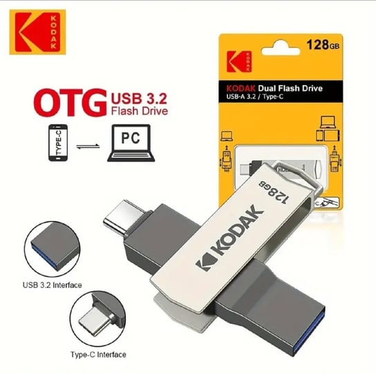 Pendrive KODAK 128GB K273 Podwójny Interface USB 3.2/USB-C Obrotowy Kodak