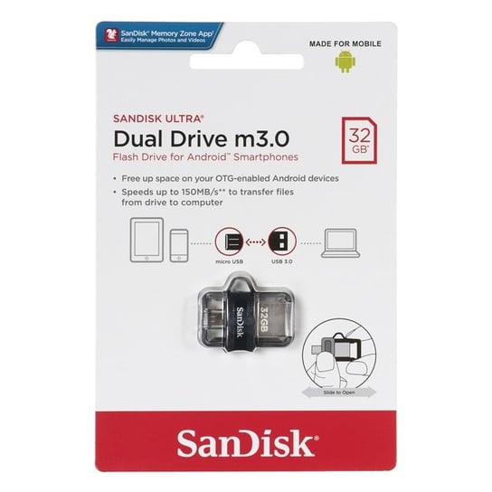 Pendrive SANDISK Ultra Dual Drive M3.0, 32 GB, microUSB/USB 3.0 SanDisk