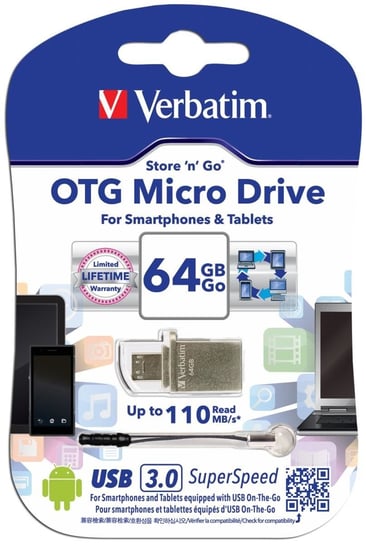 Pendrive VERBATIM Micro Drive, 64 GB, USB 3.0/OTG Verbatim