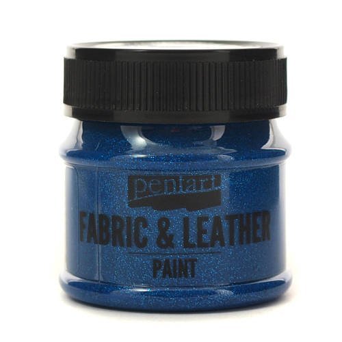 Pentart, farba do tkanin i skóry, niebieska brokatowa, 50 ml Pentart