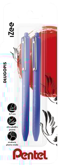 Pentel, Długopis 0,7 mm, iZee z tuszem o niskiej lepkości, niebieski, 2 sztuki Pentel