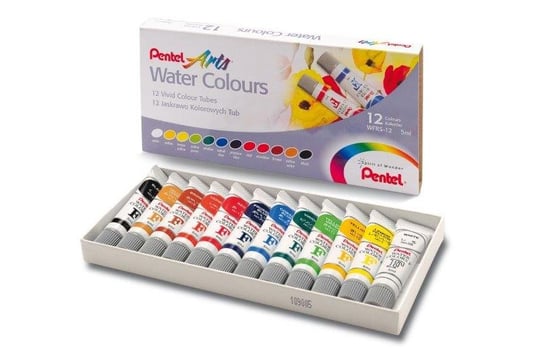 Pentel, Farby akwarelowe w tubach, WFRS-12, 12 kolorów Pentel