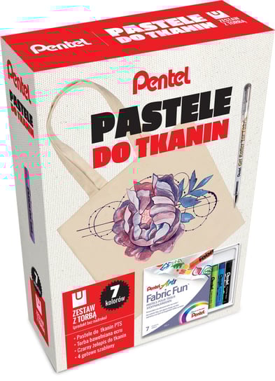 Pentel, Zestaw kreatywny z torbą, pastele do tkanin Pentel