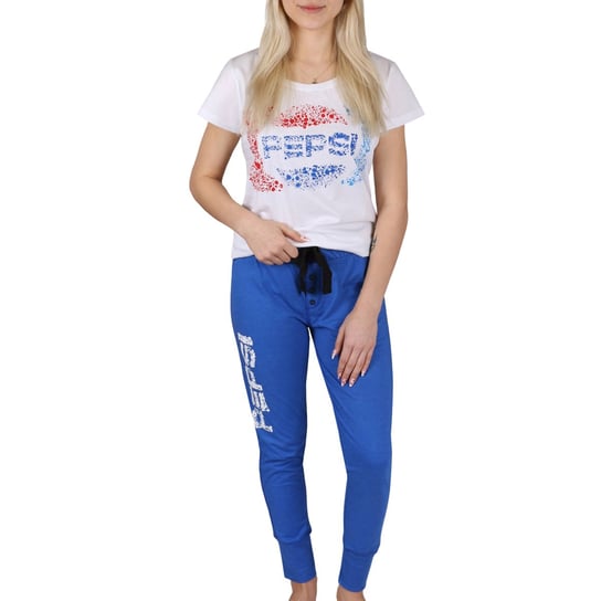 PEPSI Biało-granatowa, damska piżama na krótki rękaw, bawełniana L Pepsi