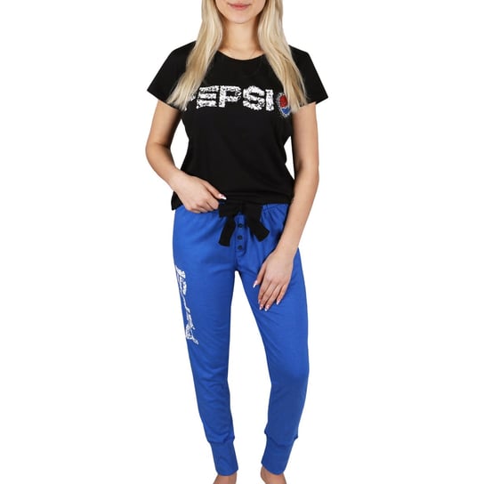 PEPSI Granatowo-czarna, damska piżama na krótki rękaw, bawełniana L Pepsi