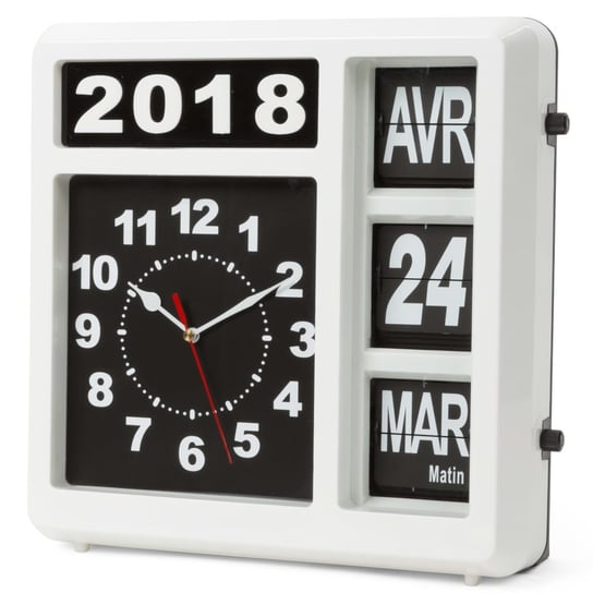 Perel Ścienny zegar z francuskim kalendarzem klapkowym, 31x31 cm Perel