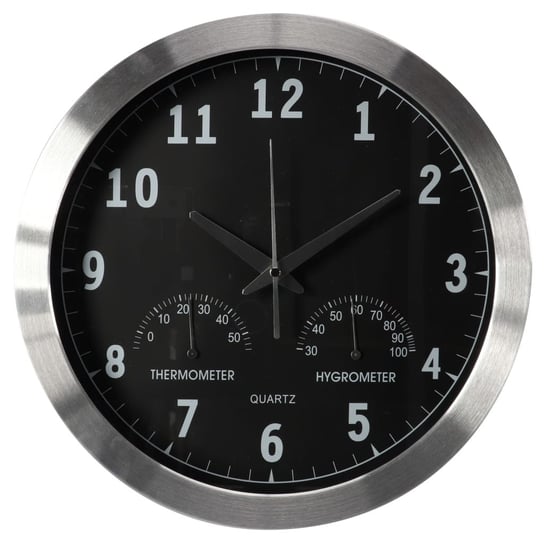 Perel Zegar ścienny, 35,5 cm, czarno-srebrny Perel