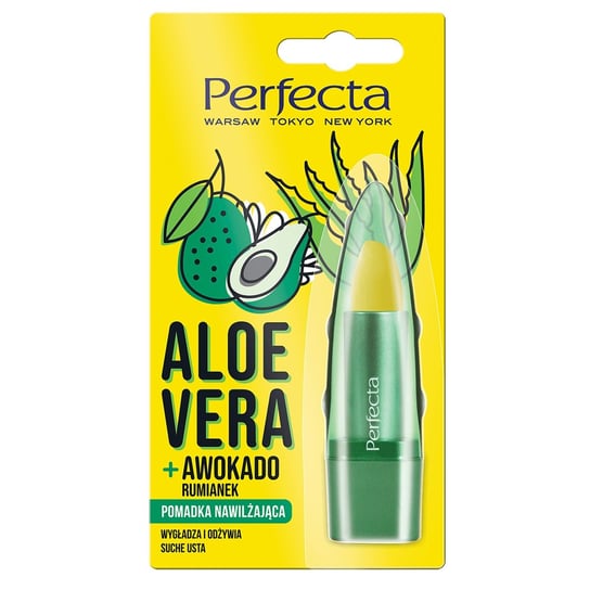 Perfecta Aloe Vera Pomadka ochronna do ust z aloesem i awokado, 5g Perfecta