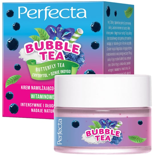 Perfecta Bubble Tea Krem do twarzy nawilżająco-rozświetlający Butterfly Tea, Erytrytol + Dzikie Indygo Perfecta