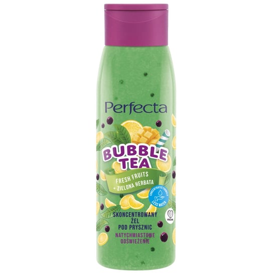 Perfecta, Bubble Tea Skoncentrowany żel pod prysznic Fresh Fruits + Zielona Herbata, 400ml Perfecta