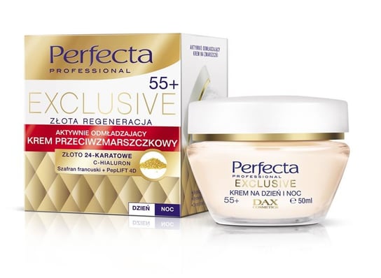 Perfecta, Exclusive 55+, krem przeciwzmarszczkowy aktywnie odmładzający na dzień i noc, 50 ml Perfecta