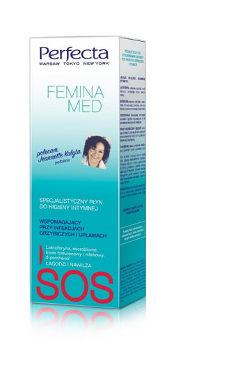 Perfecta, Femina Med SOS, specjalistyczny płyn do higieny intymnej wspomagający przy infekcjach grzybiczych i upławach, 250 ml Perfecta
