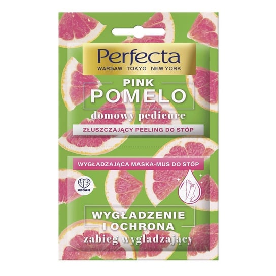 Perfecta, Pink Pomelo, Peeling złuszczający i maska mus wygładzająca do stóp, 12 ml Perfecta
