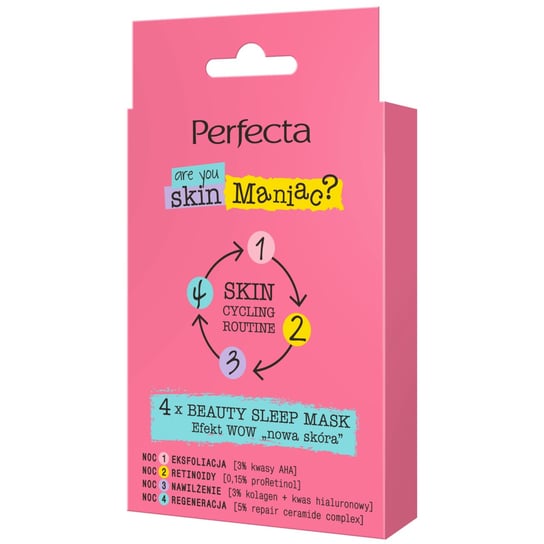 Perfecta, Skin Cycling Routine Zestaw Beauty Sleep Mask Efekt Wow ,,nowa Skóra", 4 Szt. Perfecta