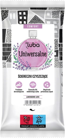 Perfumowane Ściereczki czyszczące LUBA Comfort 32szt. UNIWERSALNE - LAWENDOWE LOVE Luba