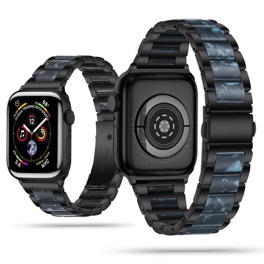 Perłowa hybrydowa bransoleta z żywicy i stali nierdzewnej Apple Watch 38/40/41MM czarna GK PROTECTION