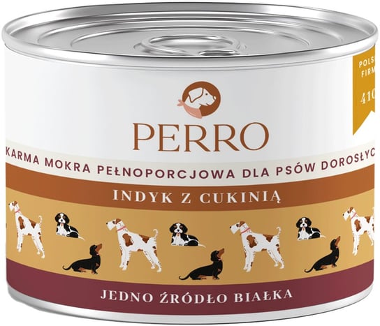 Perro Indyk z cukinią dla psów dorosłych - 410g Perro