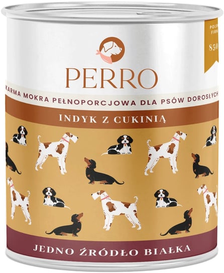 Perro Indyk z cukinią dla psów dorosłych - 850g Perro