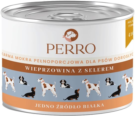 Perro Wieprzowina z selerem dla psów dorosłych - 410g Perro