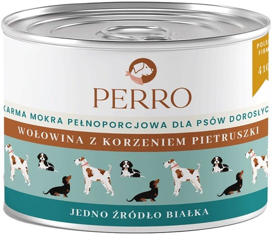 Perro Wołowina z korzeniem pietruszki dla psów dorosłych - 410g Perro