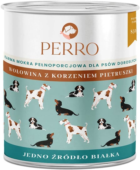 Perro Wołowina z korzeniem pietruszki dla psów dorosłych - 850g Perro
