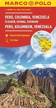 Peru, Kolumbia, Wenezuela, Ekwador, Gujana, Surinam. Mapa 1:4000000 Marco Polo