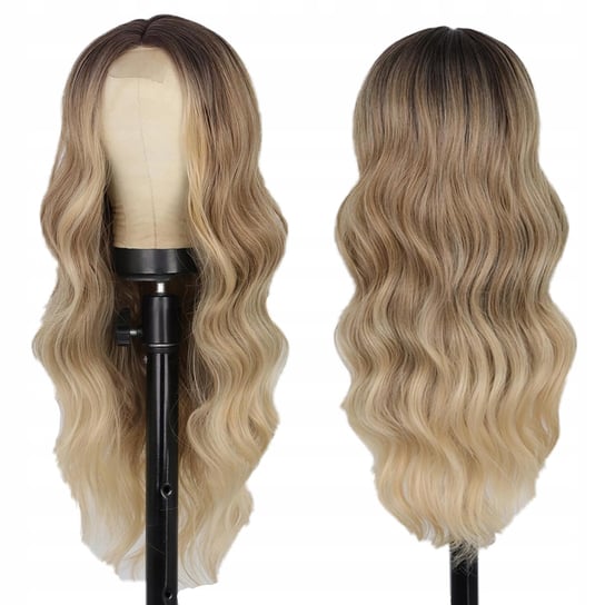 Peruka Blond Brąz Długie Włosy Fale 60 Cm W64 Korbi