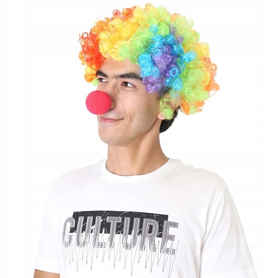 Peruka Clown Clowna Kolorowa Czerwony Nos Animator Inny producent
