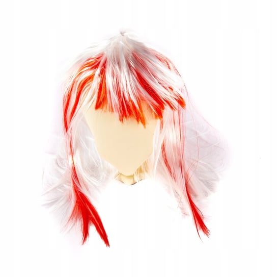Peruka Długie Włosy Biało Czerwone Przebranie Midex