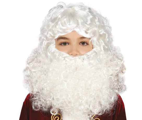 Peruka dziecięca + broda "Mikołaj" biała Guirma