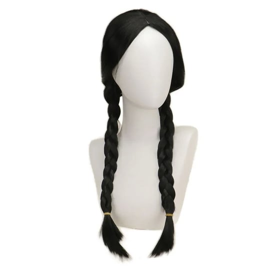 Peruka Wednesday Addams Czarna Warkocze W63 Korbi