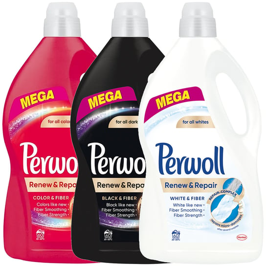 Perwoll Renew & Repair Black + Color + White Płyn do Prania 180pr 3 x 3,6L Perwoll
