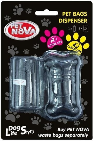 Pet Nova DOG LIFE STYLE Dyspenser na worki oraz jedna rolka 20szt, kolor czarny PET NOVA