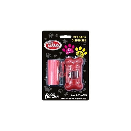 Pet Nova DOG LIFE STYLE Dyspenser na worki oraz jedna rolka 20szt, kolor czerwony PET NOVA