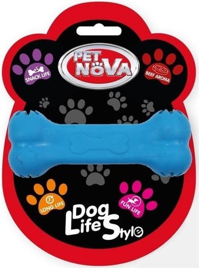 Pet Nova DOG LIFE STYLE Kość na przysmaki 11cm niebieska, aromat wołowiny PET NOVA