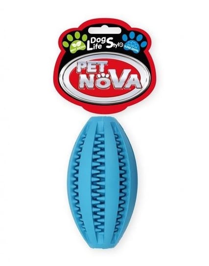 Pet Nova DOG LIFE STYLE Piłka superdental Rugby 11cm, kolor niebieski, aromat mięta PET NOVA