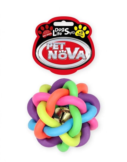 Pet Nova Piłka pleciona BellBall o aromacie wołowiny kolorowa [rozmiar XL] 10,5cm PET NOVA