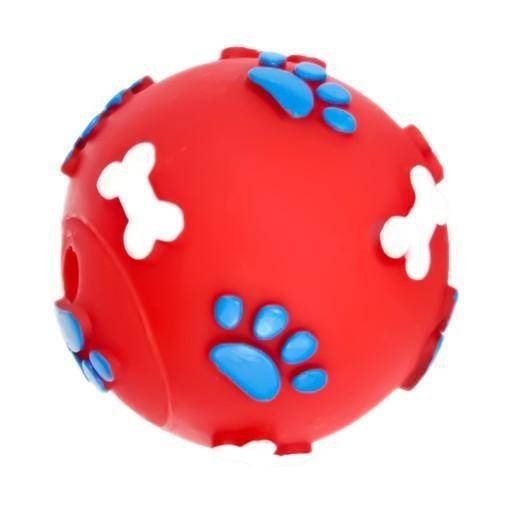 PET NOVA Piłka ze wzorem łapek i kości dla psa 6 cm czerwona PET NOVA
