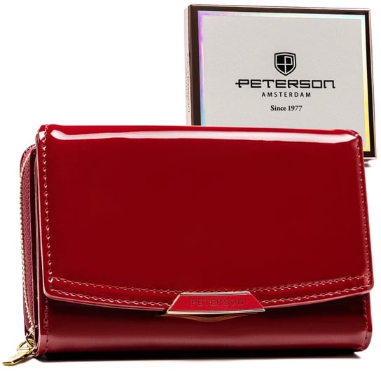 PETERSON elegancki portfel damski lakierowany RFID Peterson