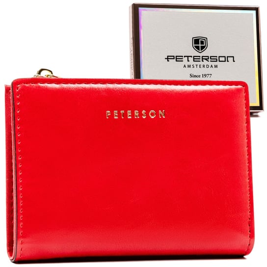PETERSON portfel damski mały czerwony portmonetka RFID Peterson