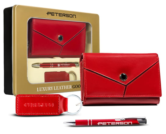 PETERSON portfel damski skórzany brelok długopis zestaw na prezent Peterson