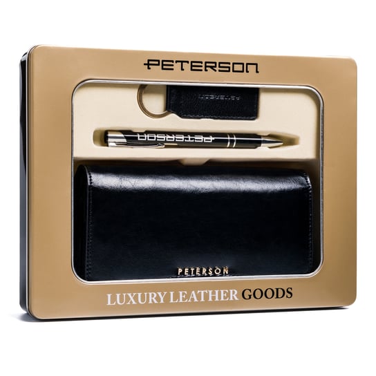 PETERSON zestaw damski portfel skórzany brelok długopis na prezent Peterson