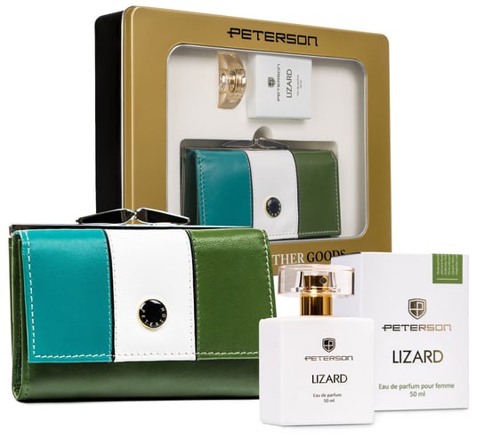 PETERSON zestaw upominkowy dla niej portfel skórzany + perfumy Peterson