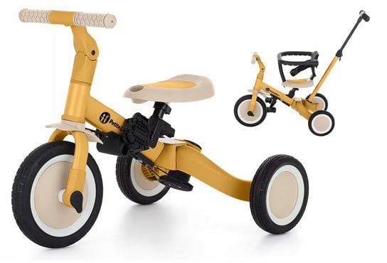 Petite&Mars Turbo  Wielofunkcyjny trójkołowy rowerek 5w1 Żółty Petite&Mars