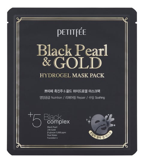 Petitfee, Black Pearl&Gold, hydrożelowa nawilżająco-odżywcza maska ze złotem i z czarną perłą, 30 g Petitfee