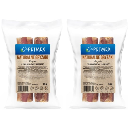 PETMEX Penis wołowy cięty gryzak naturalny 2 sztx2 Petmex