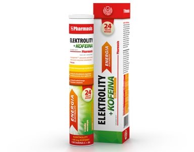Pharmasis Elektrolity + Kofeina, suplement diety, smak cytrynowy, 24 tabletki musujące Pharmasis